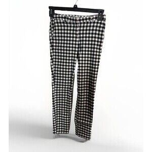 Dalia Basic‎ Front Zip Pants Size 4 Black And White Buffalo Check Skinny Trouser